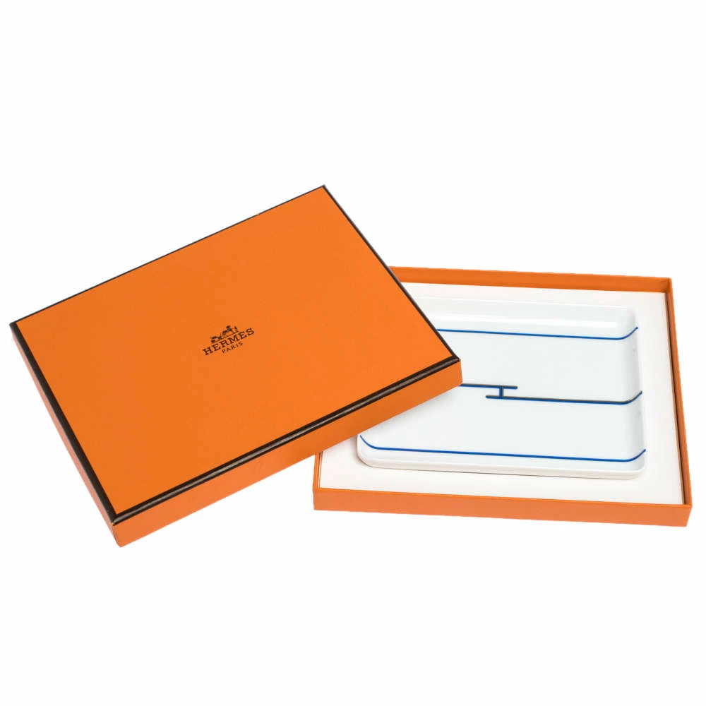 Hermes White & Blue Rythme Porcelain Tray For Unisex 7 Hermes White & Blue Rythme Porcelain Tray For Unisex - Image 5