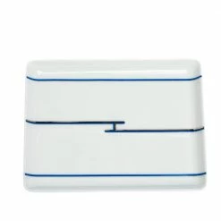 Hermes White & Blue Rythme Porcelain Tray For Unisex