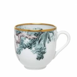 Hermes White Porcelain Carnet D'Equateur 4 Pieces Cup And Saucer Set For Unisex -Deals Hermes Store luxury unisex hermes used dining p474400 007