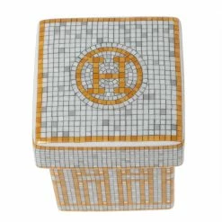 Hermes Gold Mosaique Au 24 Sugar Bowl For Unisex -Deals Hermes Store luxury unisex hermes used dining p589089 004