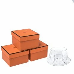 Hermes 3-Piece Fanfare Crystal Votive Set Of 3 For Unisex -Deals Hermes Store luxury unisex hermes used home decor and accessories p324980 001