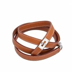 Hermes Hermès Brown Grained Leather Kelly Dog Leash S For Unisex