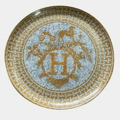 Hermes Porcelain Mosaïque Au 24 Gold Tart Platter For Unisex