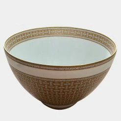 Hermes White, Gray And Marigold Porcelain Mosaique Au 24 Punch Bowl For Unisex