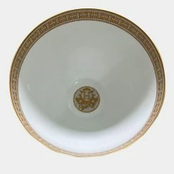 Hermes White, Gray And Marigold Porcelain Mosaique Au 24 Punch Bowl For Unisex -Deals Hermes Store luxury unisex hermes used home decor and accessories p653258 004