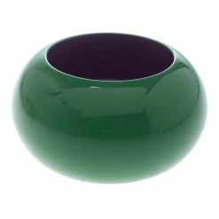 Hermes Green & Purple Dune Bois Laqué Wide Bangle Bracelet For Women
