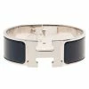 Hermes Clic Clac H Wide Blue Enameled White H Palladium Plated Bracelet PM For Women -Deals Hermes Store luxury women hermes new accessories p16532 001