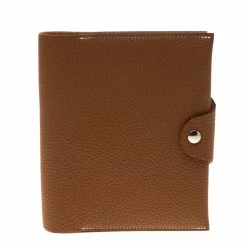 Hermes Gold Togo Leather Small Ulysee Agenda Cover For Women