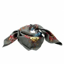 Hermes Grey Silk Jacquard Les Fetes Du Roi Soleil Square Scarf For Women