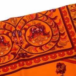 Hermes Orange Silk Carre Twill Ciels Byzantins Square Scarf For Women -Deals Hermes Store luxury women hermes new accessories p234791 004