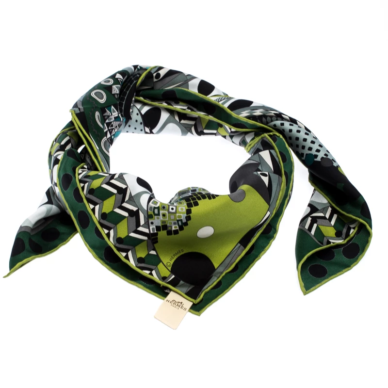 Hermes Green Les Ailes De La Soie Printed Silk Twill Square Scarf For Women 3 Hermes Green Les Ailes De La Soie Printed Silk Twill Square Scarf For Women