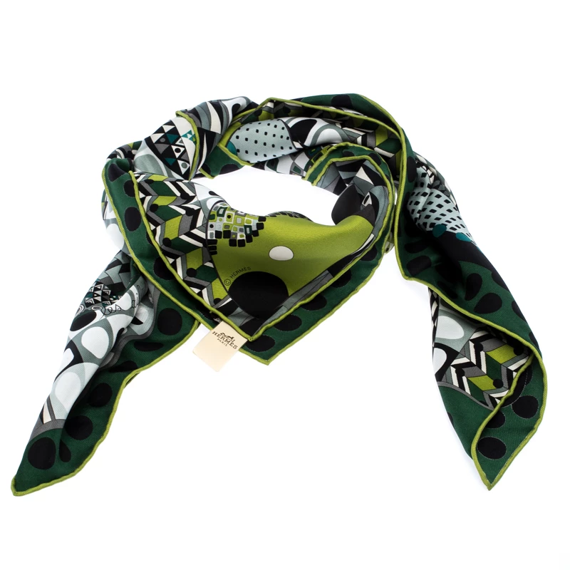 Hermes Green Les Ailes De La Soie Printed Silk Twill Square Scarf For Women 5 Hermes Green Les Ailes De La Soie Printed Silk Twill Square Scarf For Women - Image 3