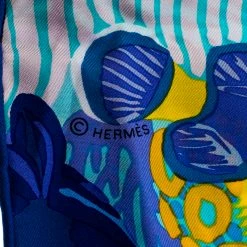 Hermes Blue Under The Waves Printed Silk Scarf For Women -Deals Hermes Store luxury women hermes new accessories p257063 003