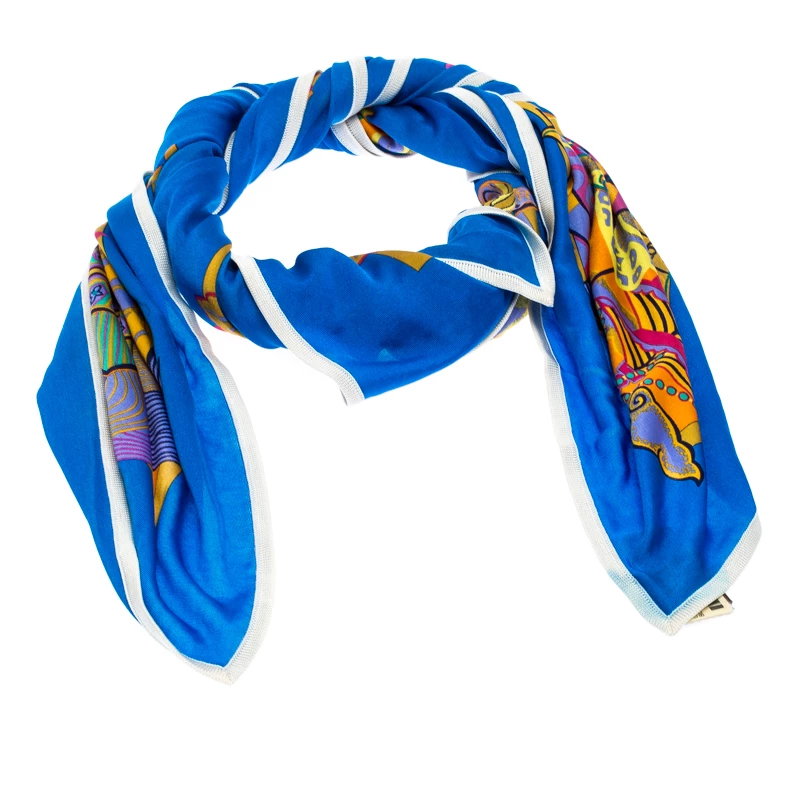 Hermes Multicolor Urashima Taro Printed Silk Jersey Scarf For Women 5 Hermes Multicolor Urashima Taro Printed Silk Jersey Scarf For Women - Image 3
