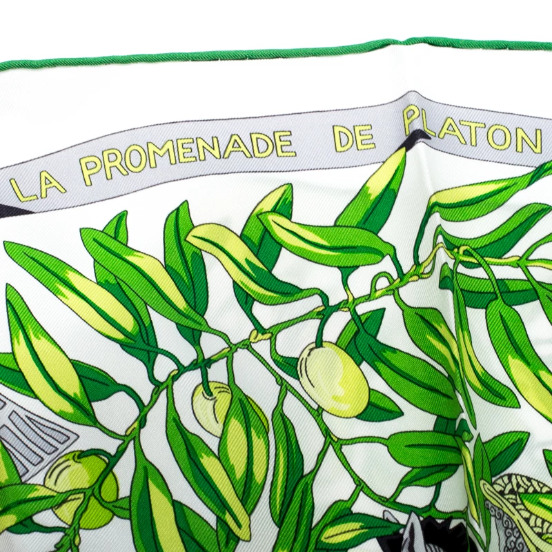 Hermes White La Promenade De Platon Printed Silk Scarf For Women 6 Hermes White La Promenade De Platon Printed Silk Scarf For Women - Image 4