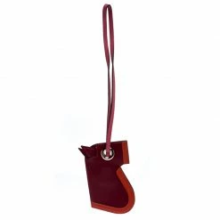 Hermes Rouge/Capucine Leather Camail Key Holder For Women