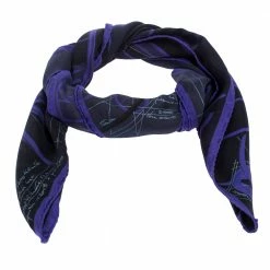 Hermes Purple & Black Petit Duc Print Silk Scarf For Women