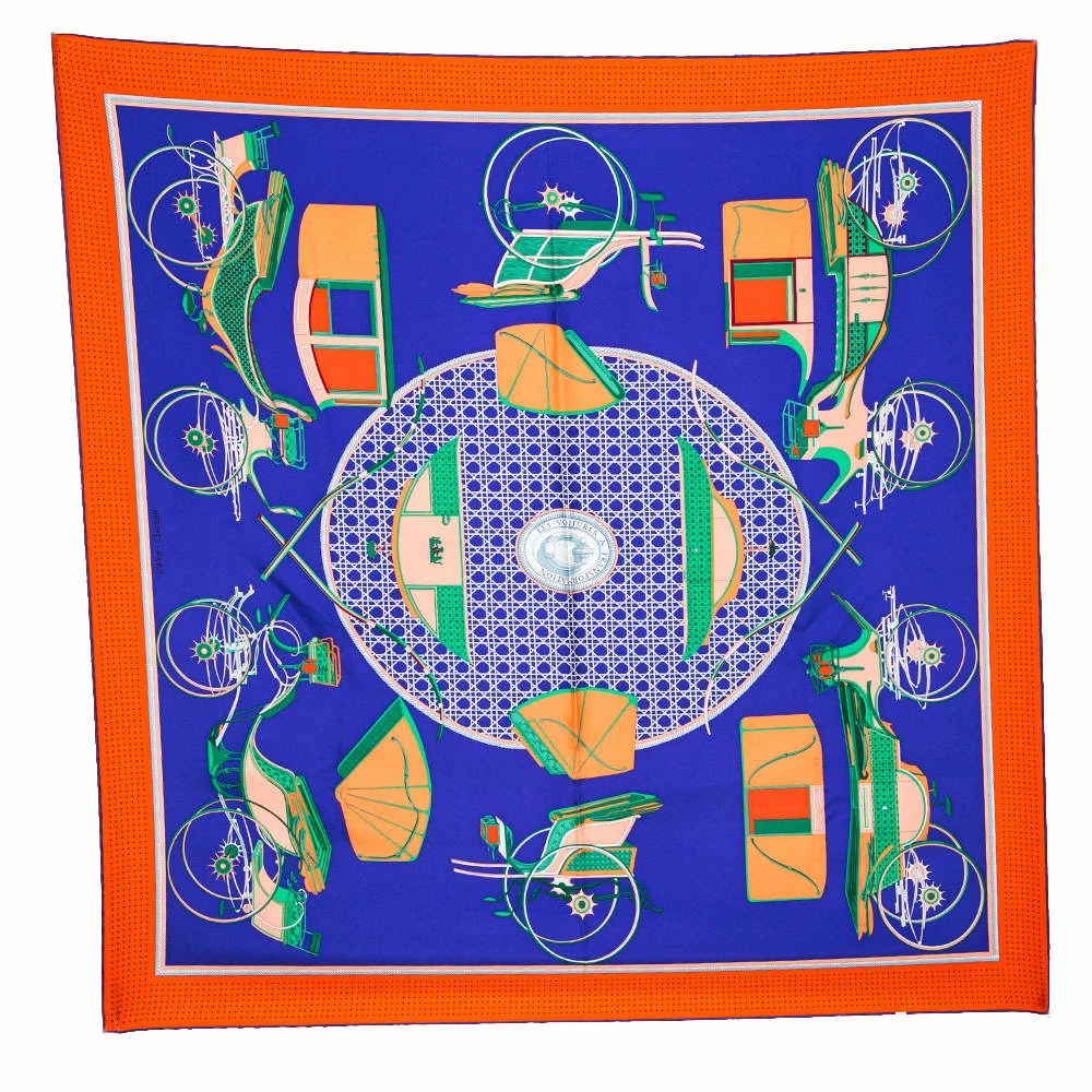 Hermes Violet & Orange Transformation Cars Silk Twill Square Scarf For Women 4 Hermes Violet & Orange Transformation Cars Silk Twill Square Scarf For Women - Image 2