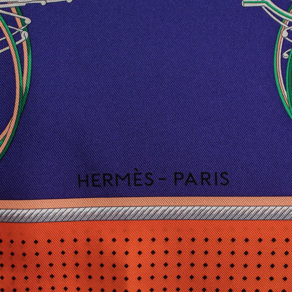 Hermes Violet & Orange Transformation Cars Silk Twill Square Scarf For Women 5 Hermes Violet & Orange Transformation Cars Silk Twill Square Scarf For Women - Image 3