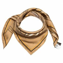 Hermes Brown Quadrige Au Fil Silk Square Scarf For Women