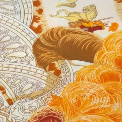 Hermes Hermès Orange Plumets Du Roy Silk Scarf For Women -Deals Hermes Store luxury women hermes new accessories p374600 003