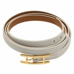 Hermes White Leather Bracelet With Golden Hardware For Women -Deals Hermes Store luxury women hermes new accessories p39199 003
