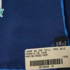 Hermes Marine Blue Harnais De Cour Silk Scarf For Women -Deals Hermes Store luxury women hermes new accessories p395088 005