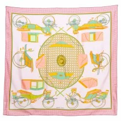 Hermes Pale Rose Les Voitures A Transformation Silk Square Scarf For Women