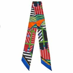 Hermes Red Quadrige Bayadere Silk Twilly Scarf For Women