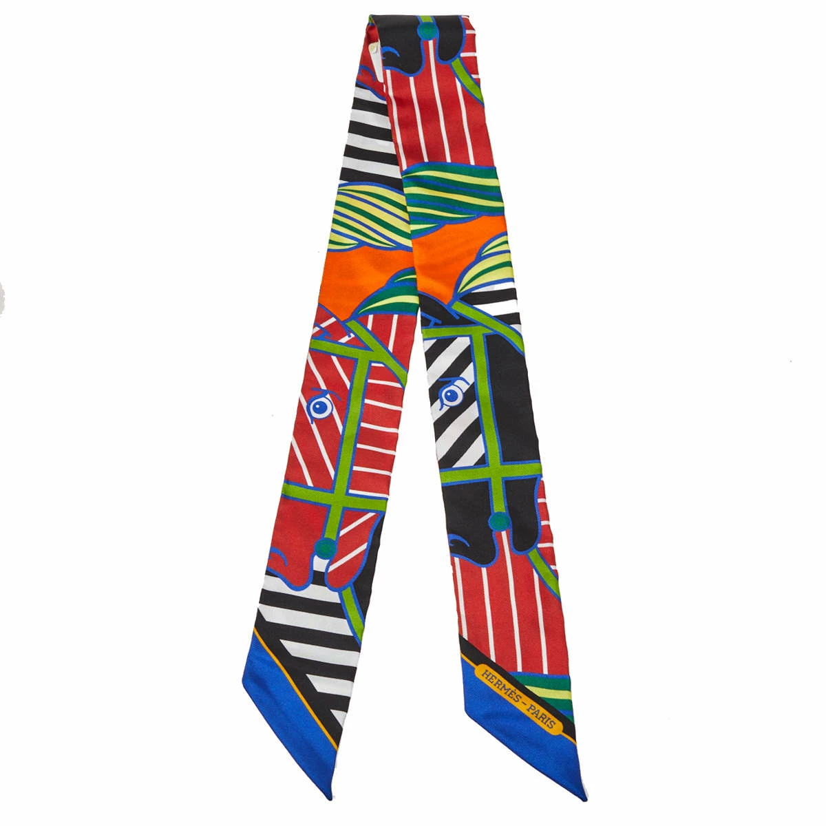 Hermes Red Quadrige Bayadere Silk Twilly Scarf For Women 3 Hermes Red Quadrige Bayadere Silk Twilly Scarf For Women