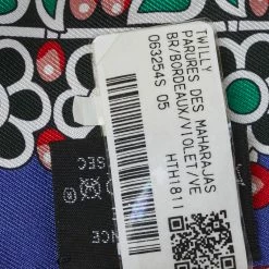 Hermes Bordeaux & Violet Parures Des Maharajas Silk Twilly Scarf For Women -Deals Hermes Store luxury women hermes new accessories p421393 005