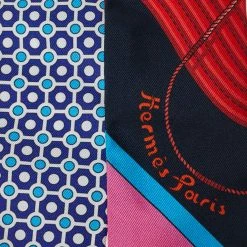 Hermes Blue & Rose Clic-Clac Modern Cannage Silk Twilly Scarf For Women -Deals Hermes Store luxury women hermes new accessories p421402 005