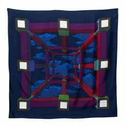 Hermes Navy Blue Perspective Silk Square Scarf For Women