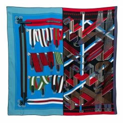 Hermes Cobalt Blue Double Sangle Silk Square Scarf For Women