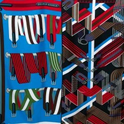 Hermes Cobalt Blue Double Sangle Silk Square Scarf For Women -Deals Hermes Store luxury women hermes new accessories p421422 003