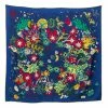 Hermes Dark Blue Cache Cache Fleuri Silk Square Scarf For Women -Deals Hermes Store luxury women hermes new accessories p421454 001
