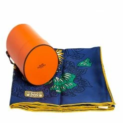 Hermes Dark Blue Cache Cache Fleuri Silk Square Scarf For Women -Deals Hermes Store luxury women hermes new accessories p421454 004