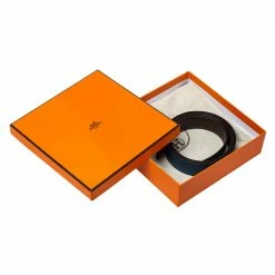 Hermes Blue/Brown Epsom Leather Reversible Belt Strap Size 115 CM For Women -Deals Hermes Store luxury women hermes new accessories p428908 001