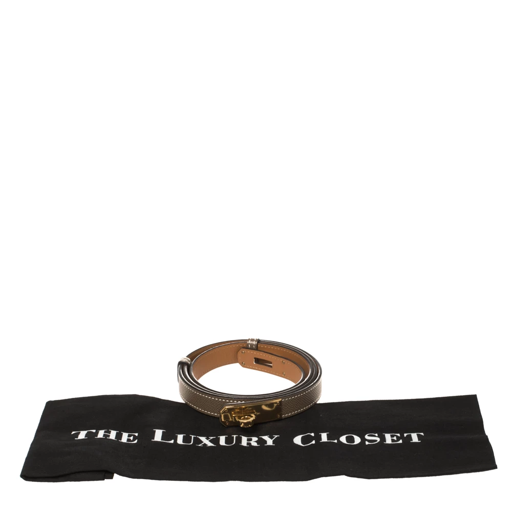 Hermes Taupe Grey Epsom Leather Gold Finish Hardware Kelly 18 Belt Adjustable For Women 8 Hermes Taupe Grey Epsom Leather Gold Finish Hardware Kelly 18 Belt Adjustable For Women - Image 6