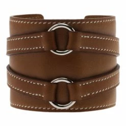 Hermes Alma Wide Brown Leather Bracelet For Women -Deals Hermes Store luxury women hermes new accessories p44706 004
