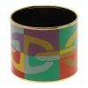 Hermes Mega Printed Multi Color Gold Plated Bangle Bracelet For Women