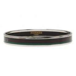 Hermes Narrow Printed Belt Design Multi Color Silver-Plated Bangle Bracelet For Women -Deals Hermes Store luxury women hermes new accessories p44710 003
