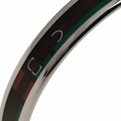 Hermes Narrow Printed Belt Design Multi Color Silver-Plated Bangle Bracelet For Women -Deals Hermes Store luxury women hermes new accessories p44710 005