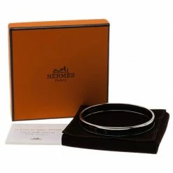 Hermes Narrow Printed Belt Design Multi Color Silver-Plated Bangle Bracelet For Women -Deals Hermes Store luxury women hermes new accessories p44710 007