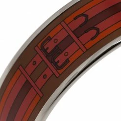 Hermes Wide Printed Belt Design Multi Color Silver-Plated Bangle Bracelet For Women -Deals Hermes Store luxury women hermes new accessories p44711 005