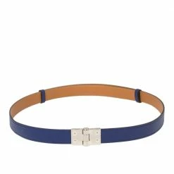 Hermes Electric Blue Veau Epsom Leather Charniere Belt S For Women