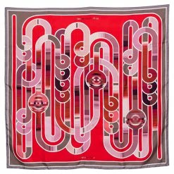 Hermes Red & Rouge Melodie Chromatique Silk Scarf For Women
