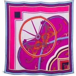 Hermes Fuschia Washington's Carriage Detail Washed Silk Scarf For Women