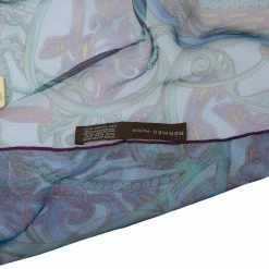 Hermes Blue La Charmante Aux Animaux Mousseline Silk Stole For Women -Deals Hermes Store luxury women hermes new accessories p464345 005