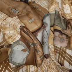 Hermes Brown H EN Voyage Silk Square Scarf For Women -Deals Hermes Store luxury women hermes new accessories p47022 003